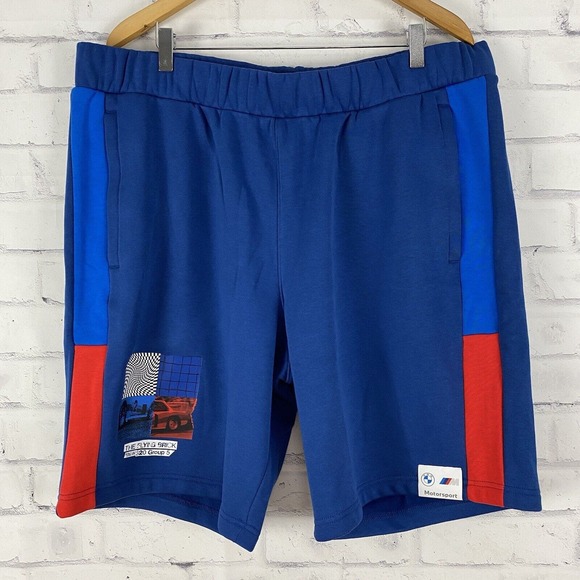 PUMA‎ Shorts Men's XXL BMW Motorsports Elastic Waist 10" Inseam Drawstring NWT - Picture 1 of 14